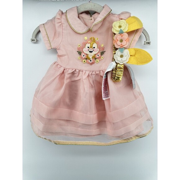 Disney Baby Dress With Tulle Bottom 9/12 Months With Bunny Headband